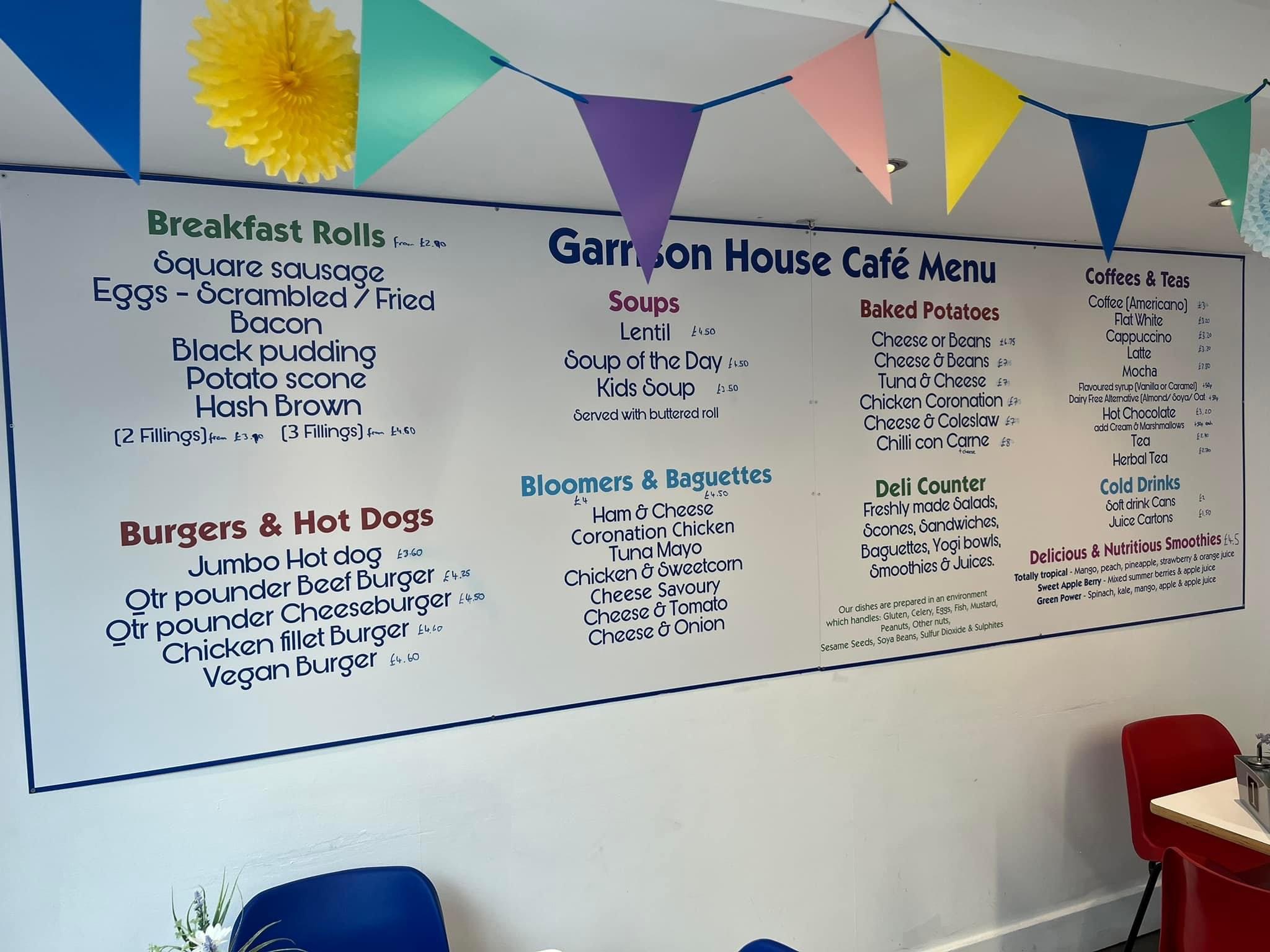 Garrison House Cafe Millport Menu
