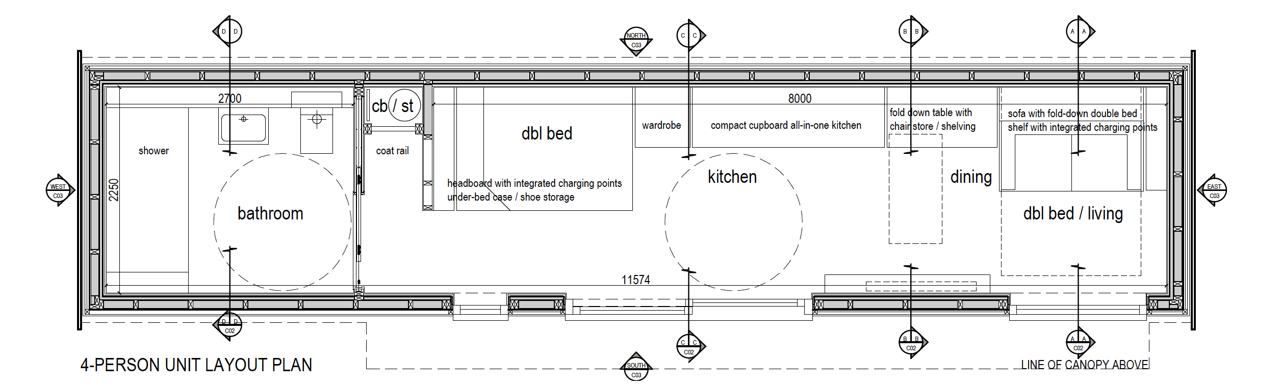 4-Person Cabin Layout